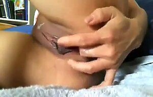 Asian girl show close-up of pussy