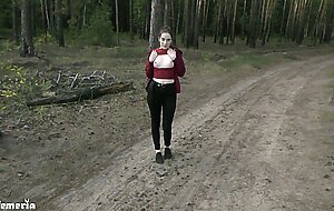 Femfoxfury, passionate sex with sweet girlfriend during a forest walk