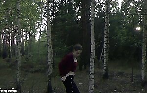 Femfoxfury, passionate sex with sweet girlfriend during a forest walk