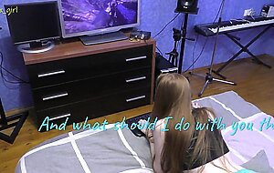 Sasha foxgirl, stepsister occupied the pc. fucked her & cum on her hair while she played