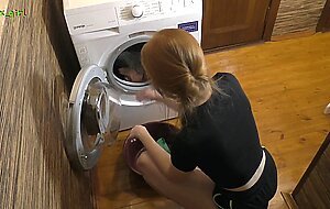 Sasha foxgirl, stepsister stuck in washing machine