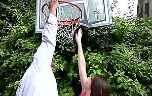 Brooklyn chase posing and playing basketball outdoor