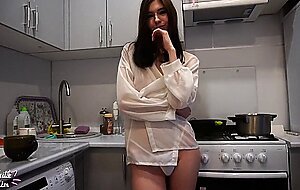 Cutie kim, schoolgirl saw a big cock and cum after 3 minutes of meeting