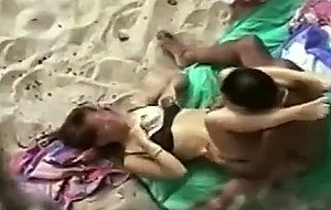 Hairy chick pounded at the beach