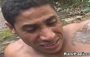 Latin Hunk Risky Fucking in the Forest