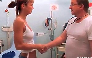 Slutty nurse teaches blonde how to suck doctors shaft