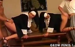 Naughty nuns fucked in a foursome