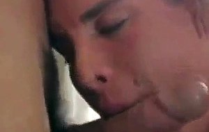 Dude slowly sucking cock on his knees