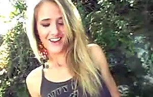 Blonde european fucked doggystyle outdoors in public