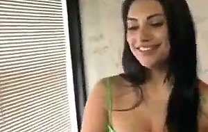 Brunette has pussy and tits played with in cash stunt