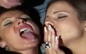 Mother and daughter suck dick together