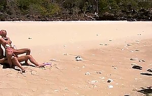 Boroka balls soaks up the sun and some dick on the beach